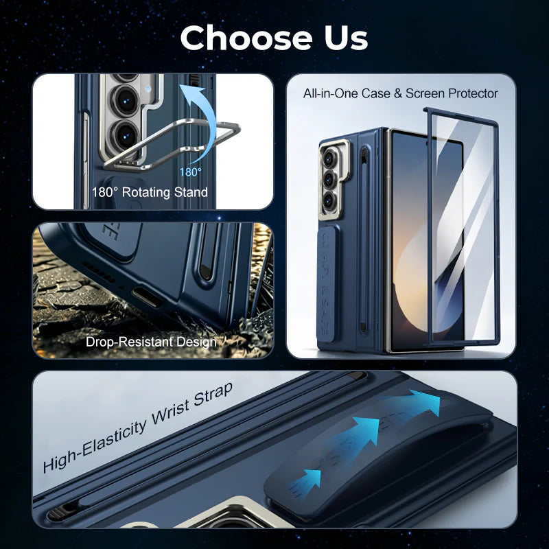Premium Foldable Case with Built-in Stand & Pen Holder