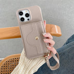 Luxury Leather Card Slot Case With Lanyard