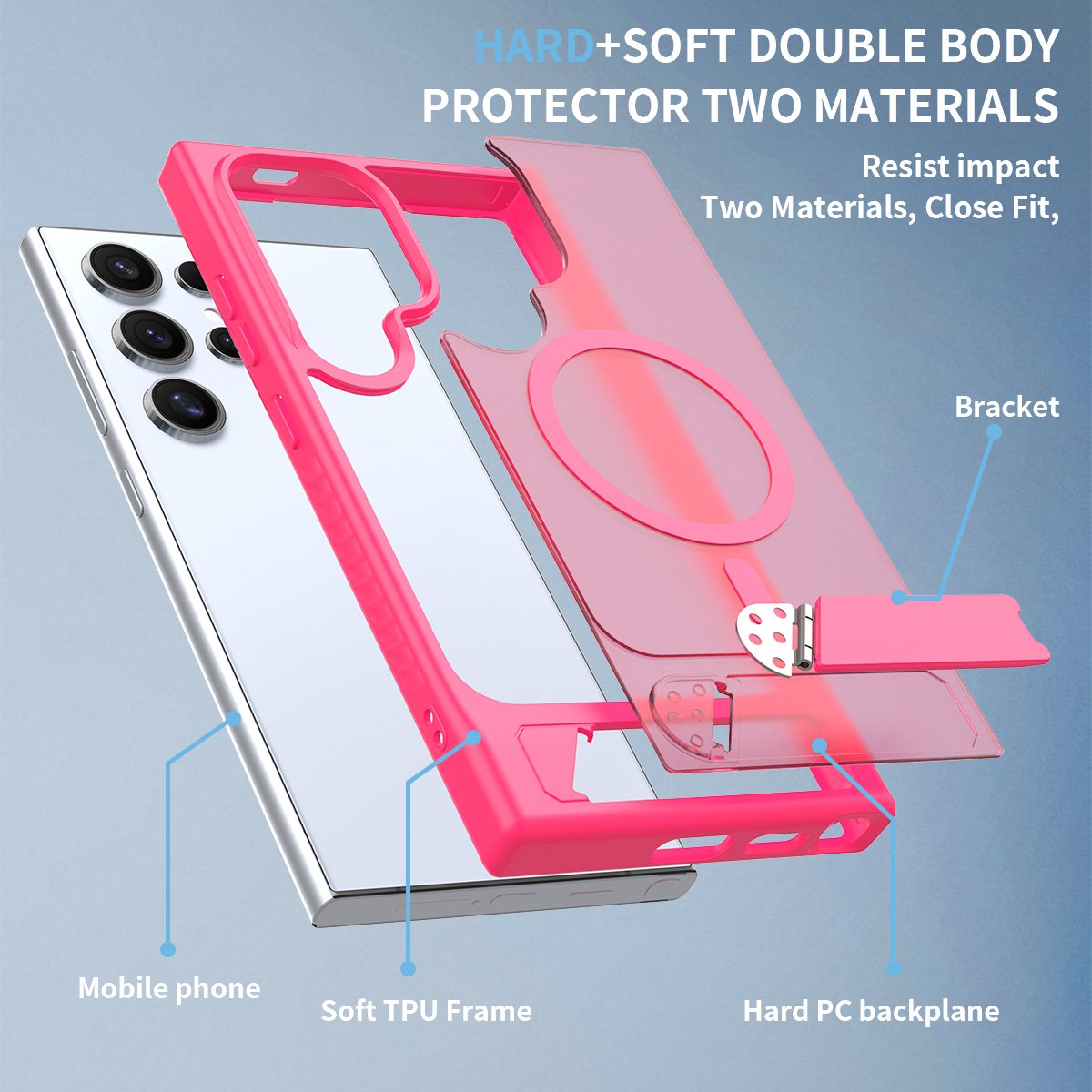 Magnetic Translucent Folding Bracket Case