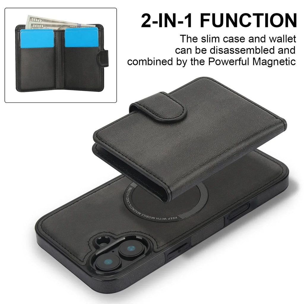 Detachable Magsafe Magnetic Wallet Stand Case