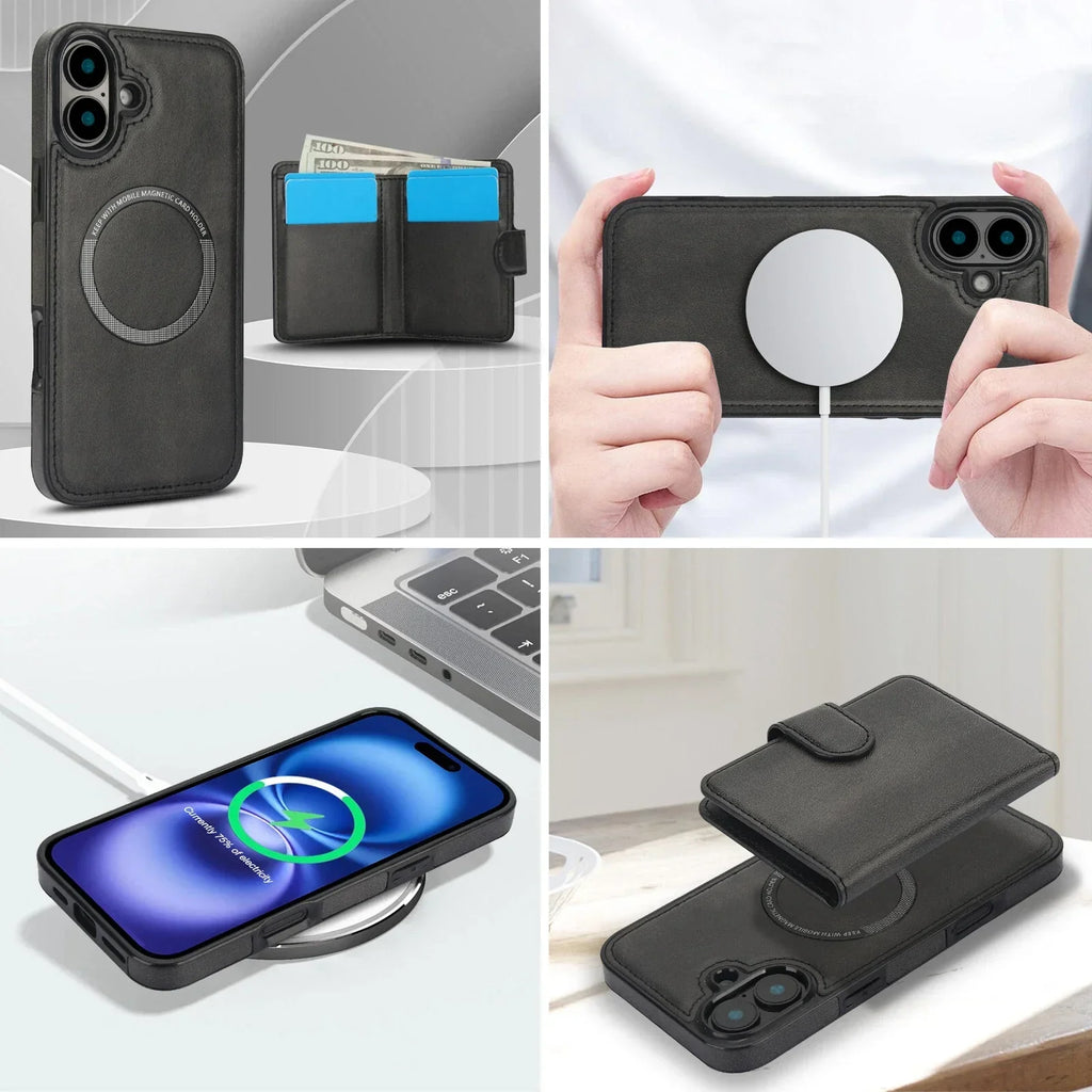 Detachable Magsafe Magnetic Wallet Stand Case